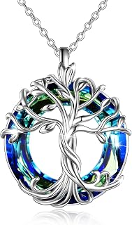TOUPOP Kette Baum des Lebens 925 Sterling silber Baum des Lebens Anhänger Halskette mit Kristall Schmuck Geschenke für Mütter Geburtstagsgeschenke für Frauen Damen Mädchen