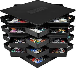 8 Sorting Trays with Lid 8x8 Premium Puzzle Trays for Lovers Up to 1000-1500 Pieces, Convenient Tool (Black)