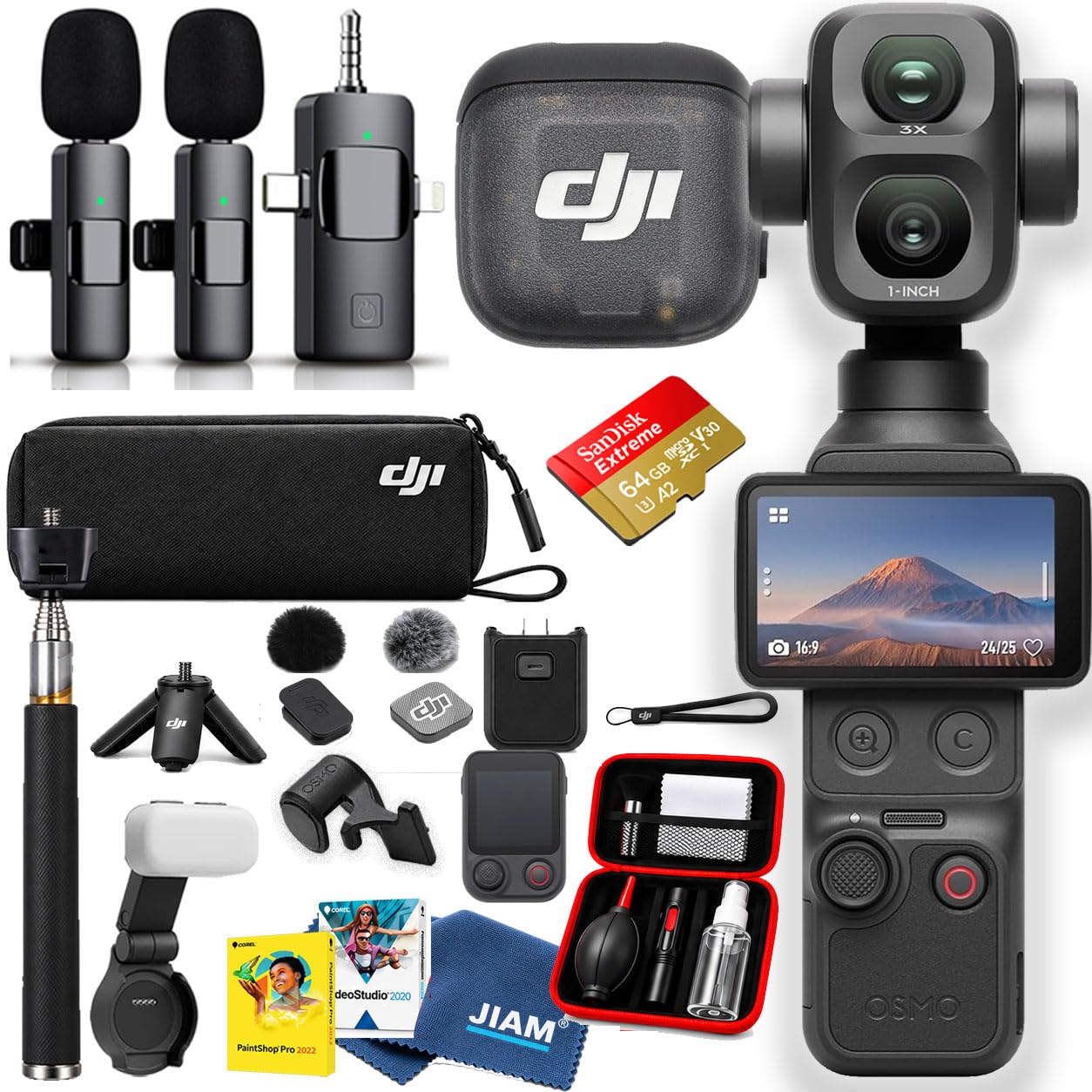 DJI Osmo Pocket 4P Creator Combo with 1'' CMOS & 4K/120fps Video, 3-Axis Stabili