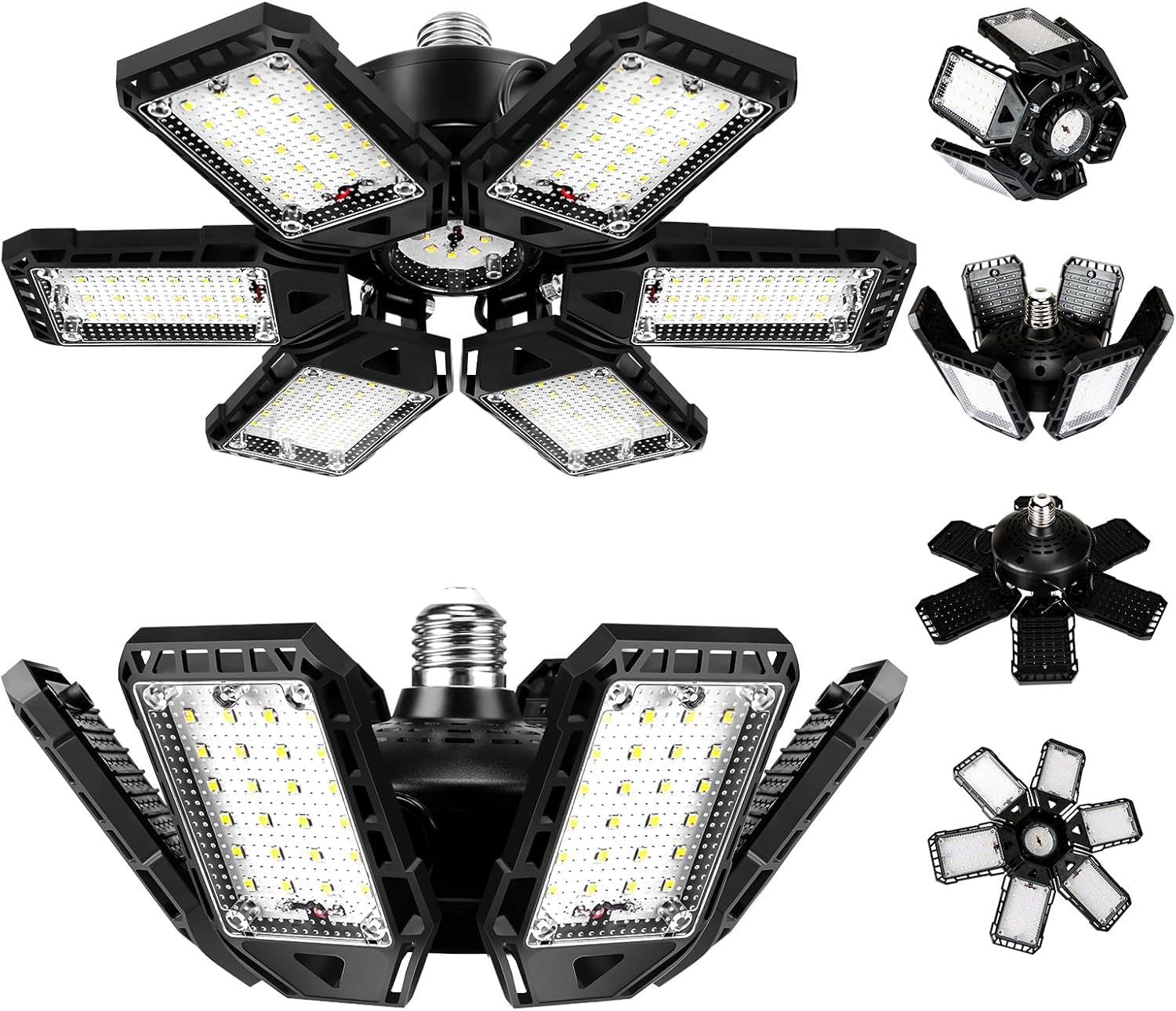 Aoretic LED Garage Lights 180W 18000LM 6500K, 2 Pack | 6+1 Deformable Panels, E2