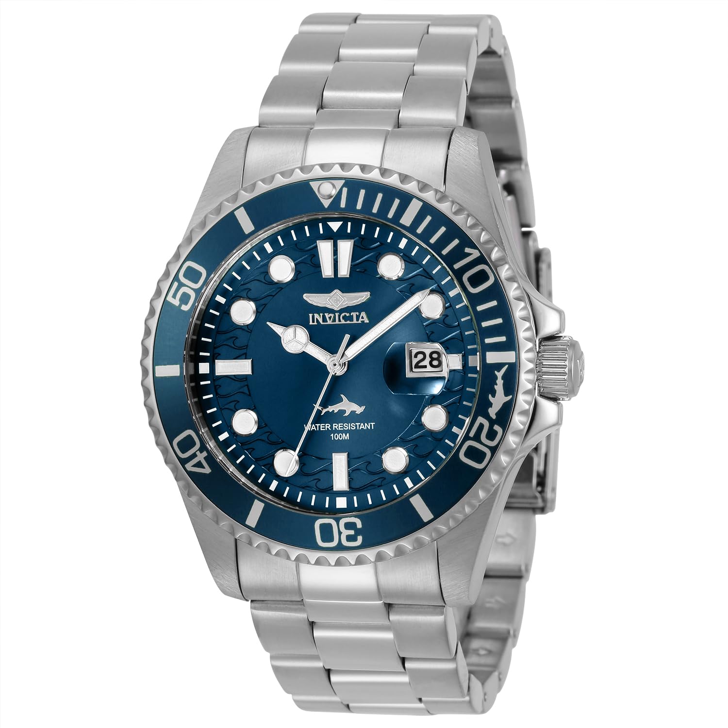 INVICTA Men's Pro Diver Quartz Watch with Stainless Steel Strap, Silver, 22 (Mod