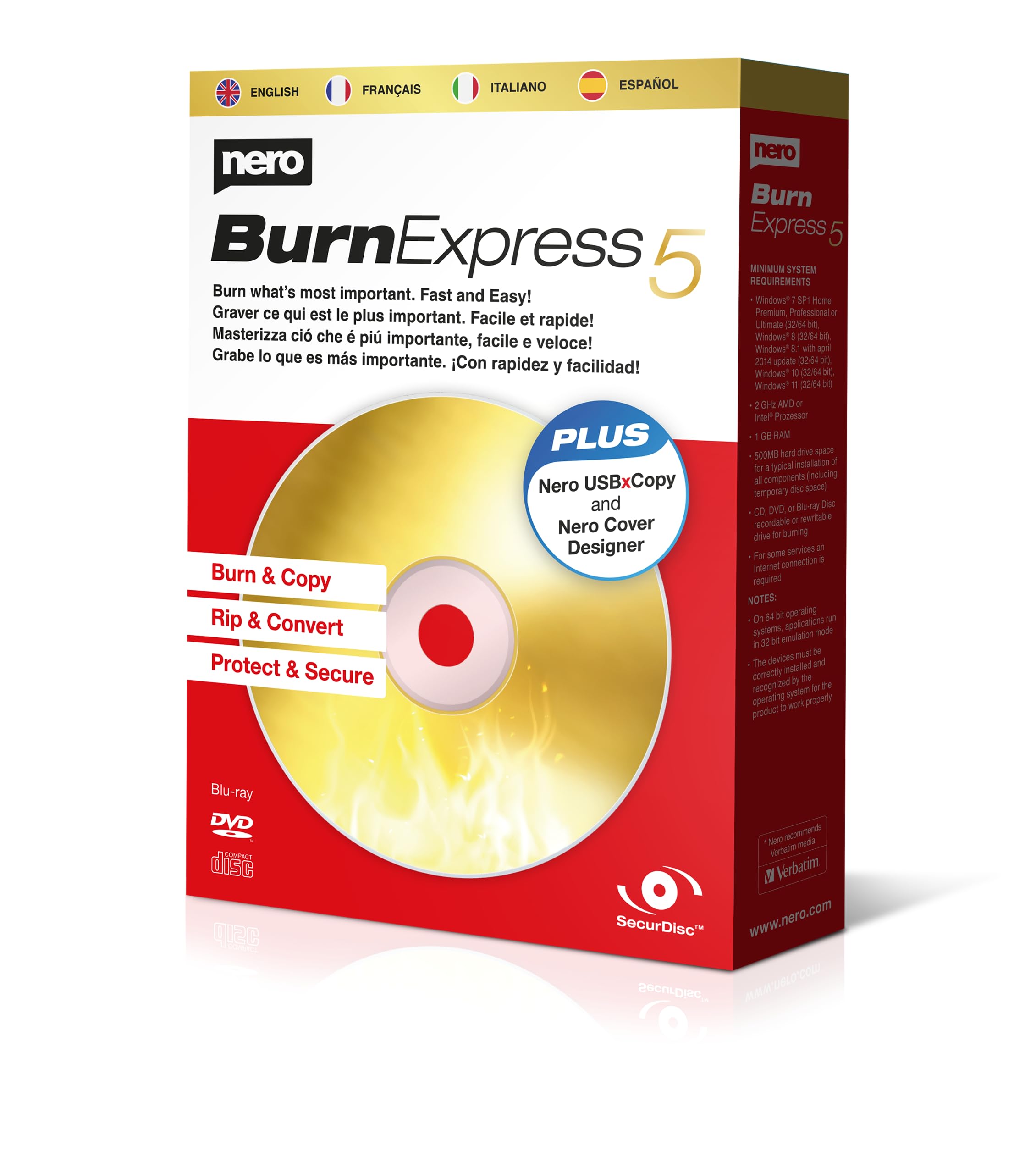Nero Burn Express 5 – Burn | Copy | Rip | Convert | Secure with SecurDisc 4.0 | 
