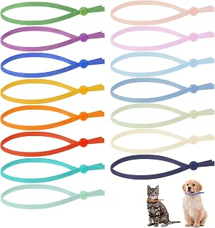 75pcs Stretchy Puppy Collars for Litter Colored Whelping Identification Bands for Newborn Puppies and Kittens Adjustable Identification Loops Bulk Multi Straps for Whelping 4 Inches - 15 Colors