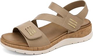 UBFEN Women Flat Sandals Arch Support Open Toe Comfortable Casual Low Wedge Sandals