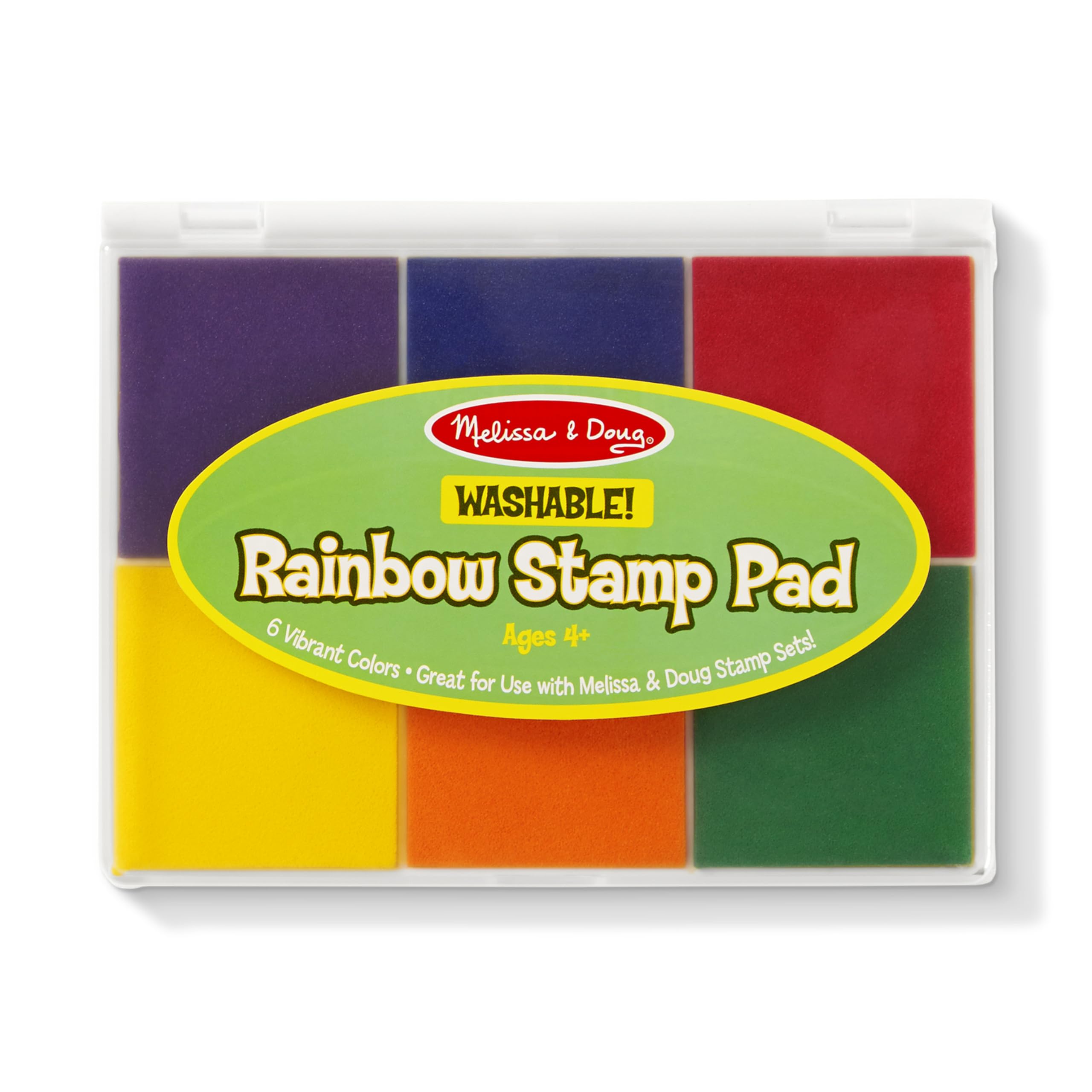 Melissa & Doug Rainbow Stamp Ink Pad 6 Washable Colors | 6-Color Washable Ink Pa