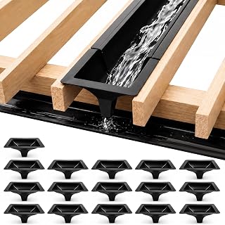 16 Pcs Under Deck Drainage System Downspout for 12"&16"Joist Spacing | Black PE Under Deck Rain Shield & Diverter, -50°C to 120°C Weather Resistance, Easy Cutting & Installation