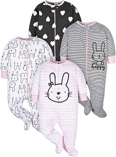 Gerber Baby Girls 4-Pack Sleep 'N Play Footie