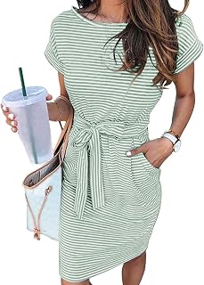Merokeety Women's Striped Casual Dress Soft
