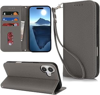 【Hamany】 対応 iphone 16 plus ケース 手帳型 iphone16プラス ケース カード収納 -グレー