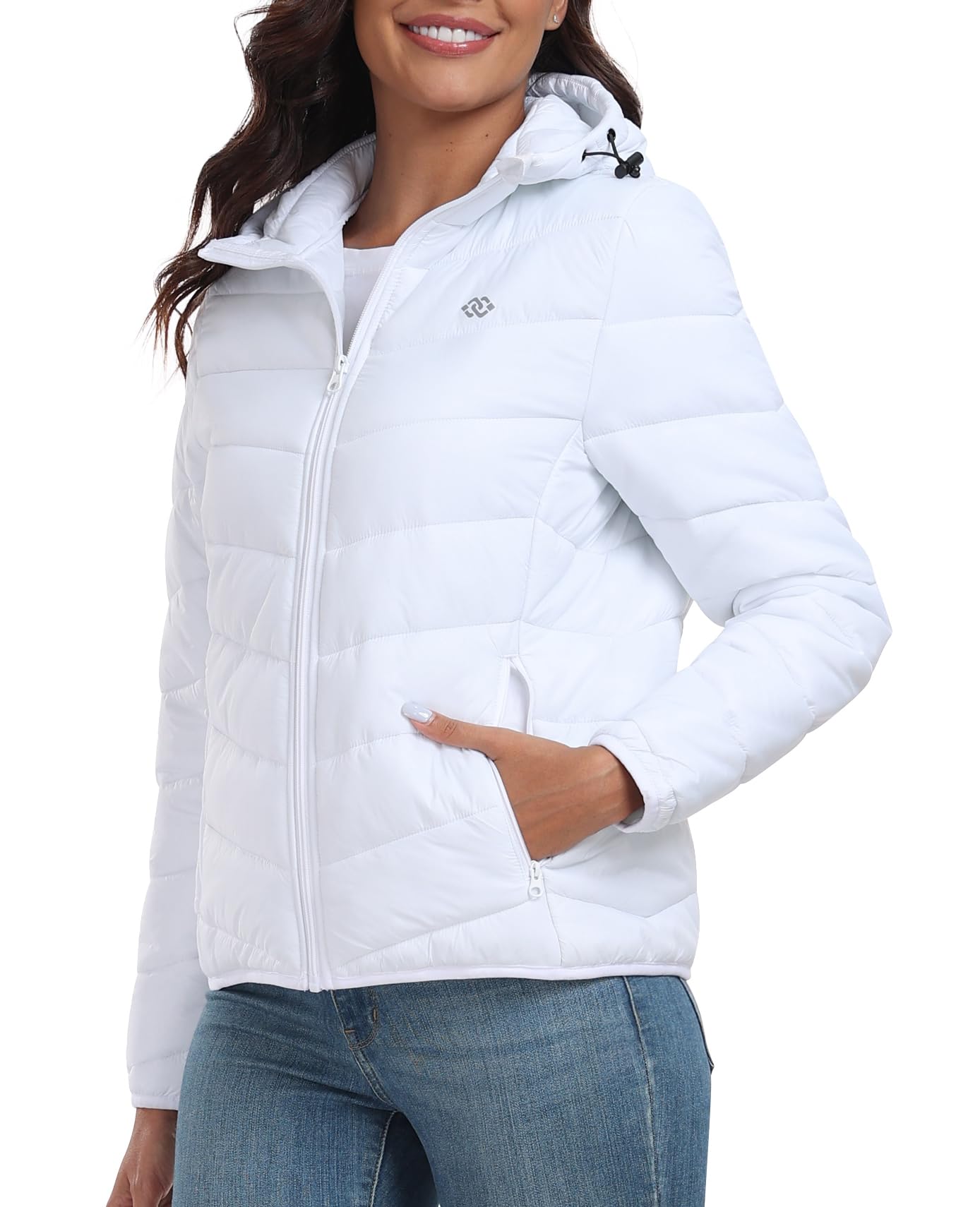 MoFiz Ladies Fleece Lined Down Jacket Softshell Hooded Lightweight Insulated Dow