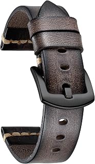 [BINLUN] Leather Watch Band Men's Calf Retro Replacement Band Quick Release Tanned Leather Belt Vintage Classic Style 5 Sizes (18/20/22/24/26mm) 7 Colors