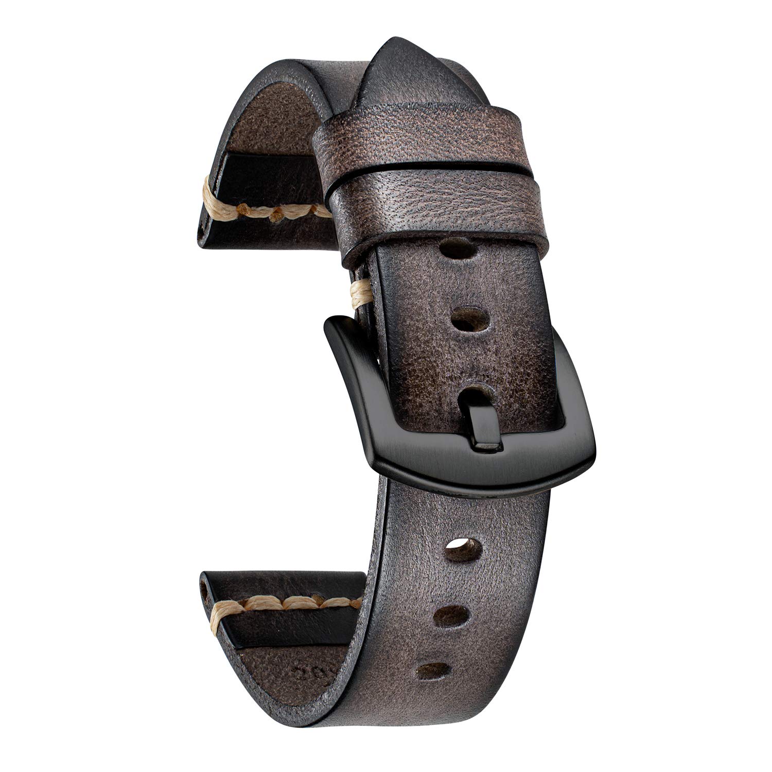 [BINLUN] Leather Watch Band Men's Calf Retro Replacement Band Quick Release Tann
