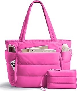 Bagstellar Puffer Tote Bag for Women, Lightweight Puffy Work Tote Handbag