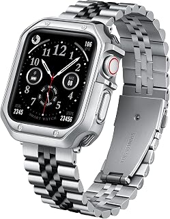 BINLUN Metal Band Compatible with Apple Watch 46mm 45mm 44mm 42mm 41mm 40mm 38mm 49mm Stainless Steel Bands with TPU Case Ideal for iWatch Series Ultra/SE3/11/10/9/8/7/SE2/SE/6 5/4 US 3/2/1