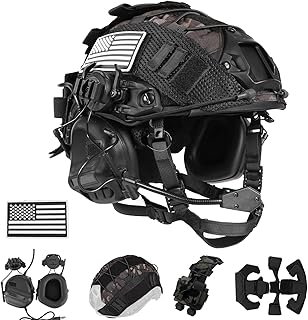 ClrfZebr Tactical Helmet with Headset,4in1 Upgraded Adjustable with Helmet Cover for Airsoft Cosplay Military Tactical Gear