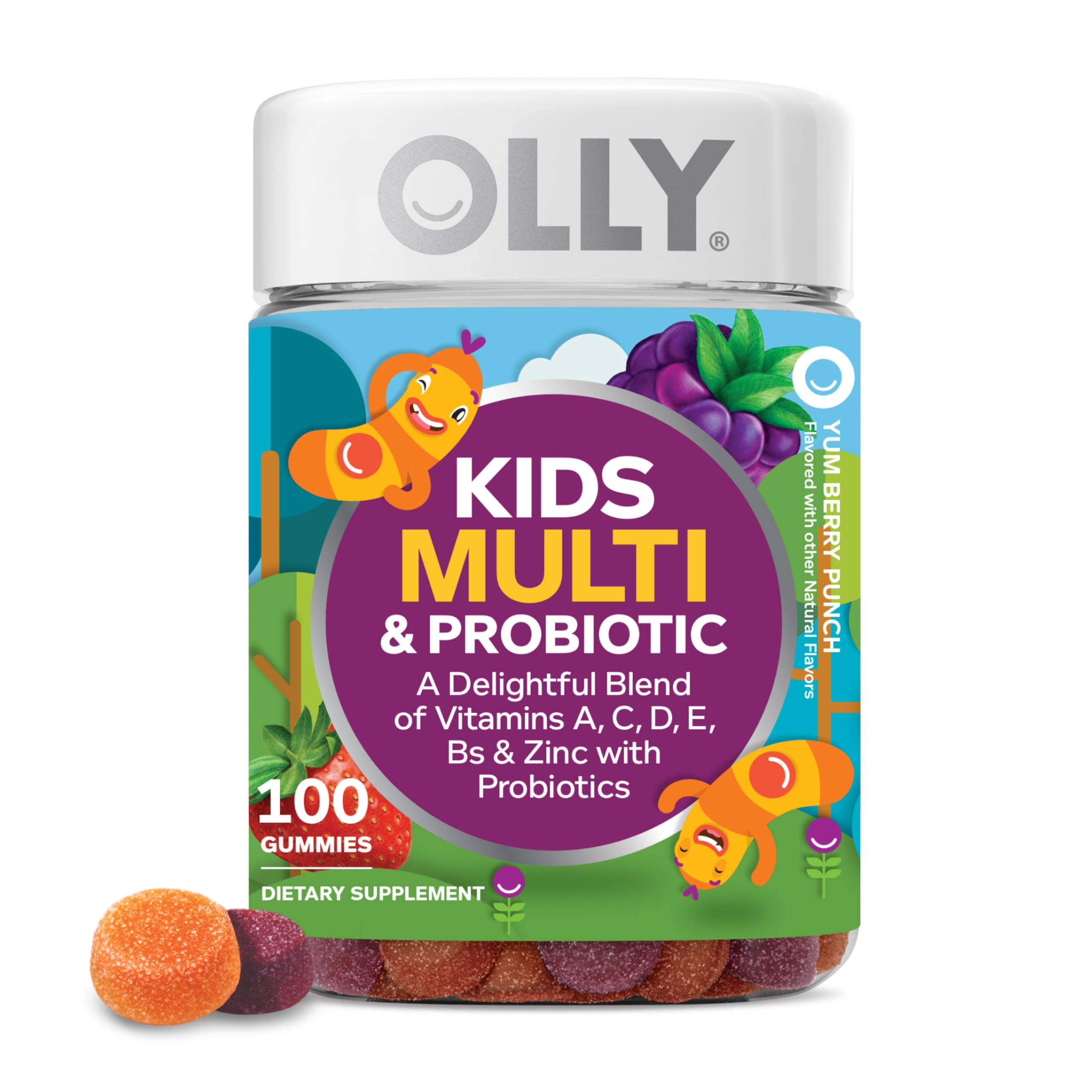 OLLY Kids Multivitamin & Probiotic Gummy, Digestive Support - 100 Count | Kids S