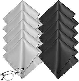 Romon 40 Pieces 20 x 20 cm Glasses Cleaning Cloth, Microfibre Cleaning Cloths, Reusable Cleaning Cloths for Lenses, Glasses, Screens, Tablets, Glasses, 20 Black & 20 Grey