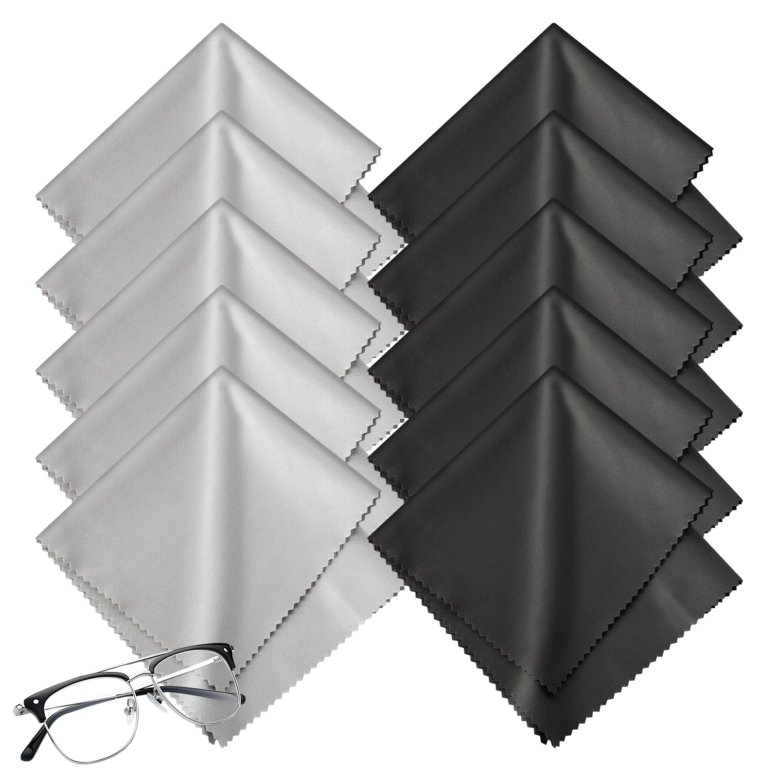 Romon 40 Pieces 20 x 20 cm Glasses Cleaning Cloth, Microfibre Cleaning Cloths, R