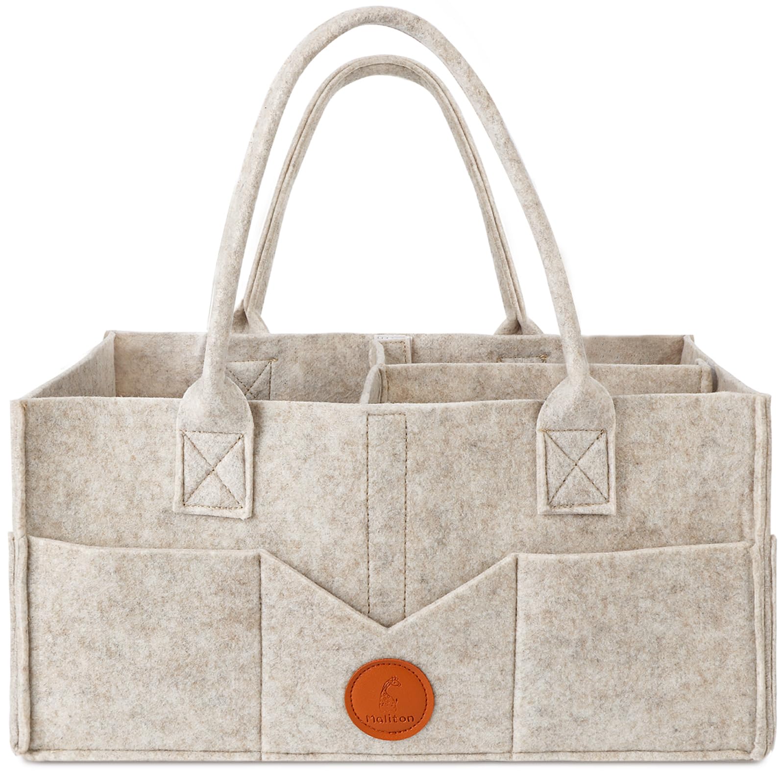 Maliton Nappy Caddy Organiser with 8 Pockets & Removable Dividers (Khaki) | Baby