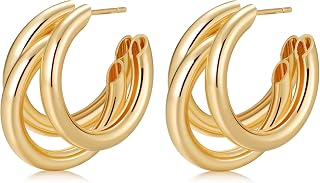 Chunky Earrings for Women Knot Link Circle Statement Drop Dangle Earrings Studs Trendy Jewelry M/L Size