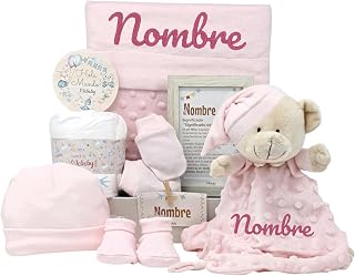 Newborn Baby Girl Personalized Blanket Basket (Pink)