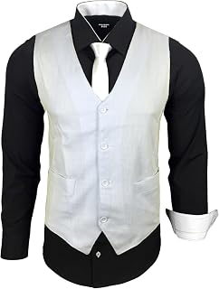 Subliminal Mode RN33 Men's Long Sleeve Shirt + Vest + Tie | Classic Fit | Comfortable and Easy to Wash | Ideal for Office and Casual Outings