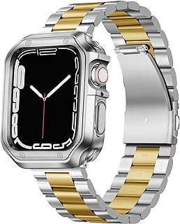 BINLUN Compatible with Apple Watch Strap 49mm 46mm 45mm 44mm 42mm 41mm 40mm 38mm Stainless Steel Metal Watch Bands with TPU Case Compatible with iWatch Ultra SE2 SE Series 11/10/9/8/7/6/5/4/3/2/1