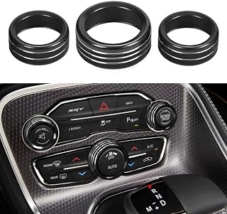 AC Air Conditioner Volume Tune Knob Button Cover for Dodge Ram 1500 2500 3500 2013-2018 for Dodge Challenger Charger Durango Journey Chrysler 200 300 300s Jeep Cherokee Grand Cherokee (Black)