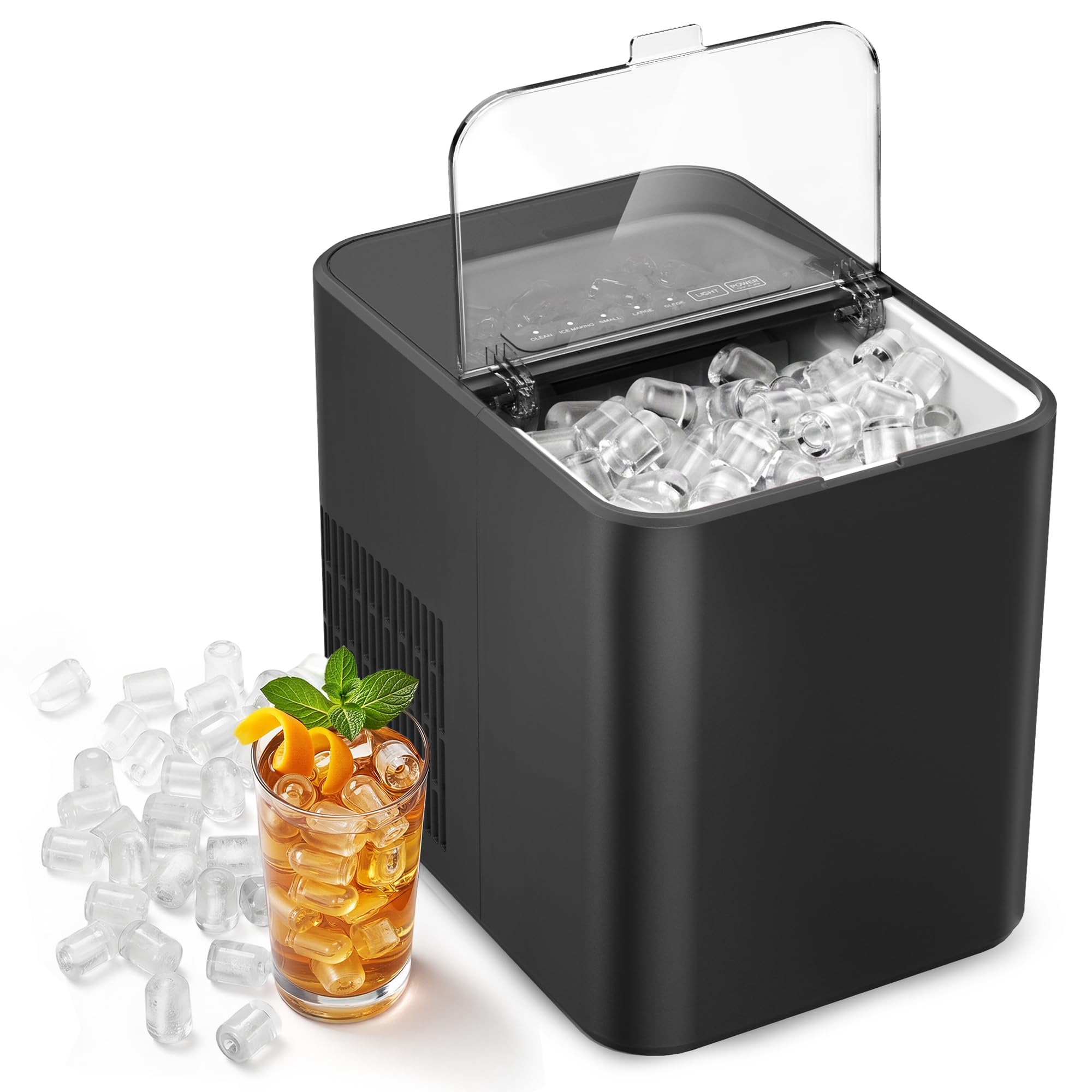 Simzlife Ice Maker Countertop, 26.5 lbs/Day, 8 Bullet Fast Ice in 6 Mins | Porta