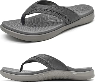 KuaiLu Mens Sport Flip Flops Orthotic Thong Sandals With Arch Support