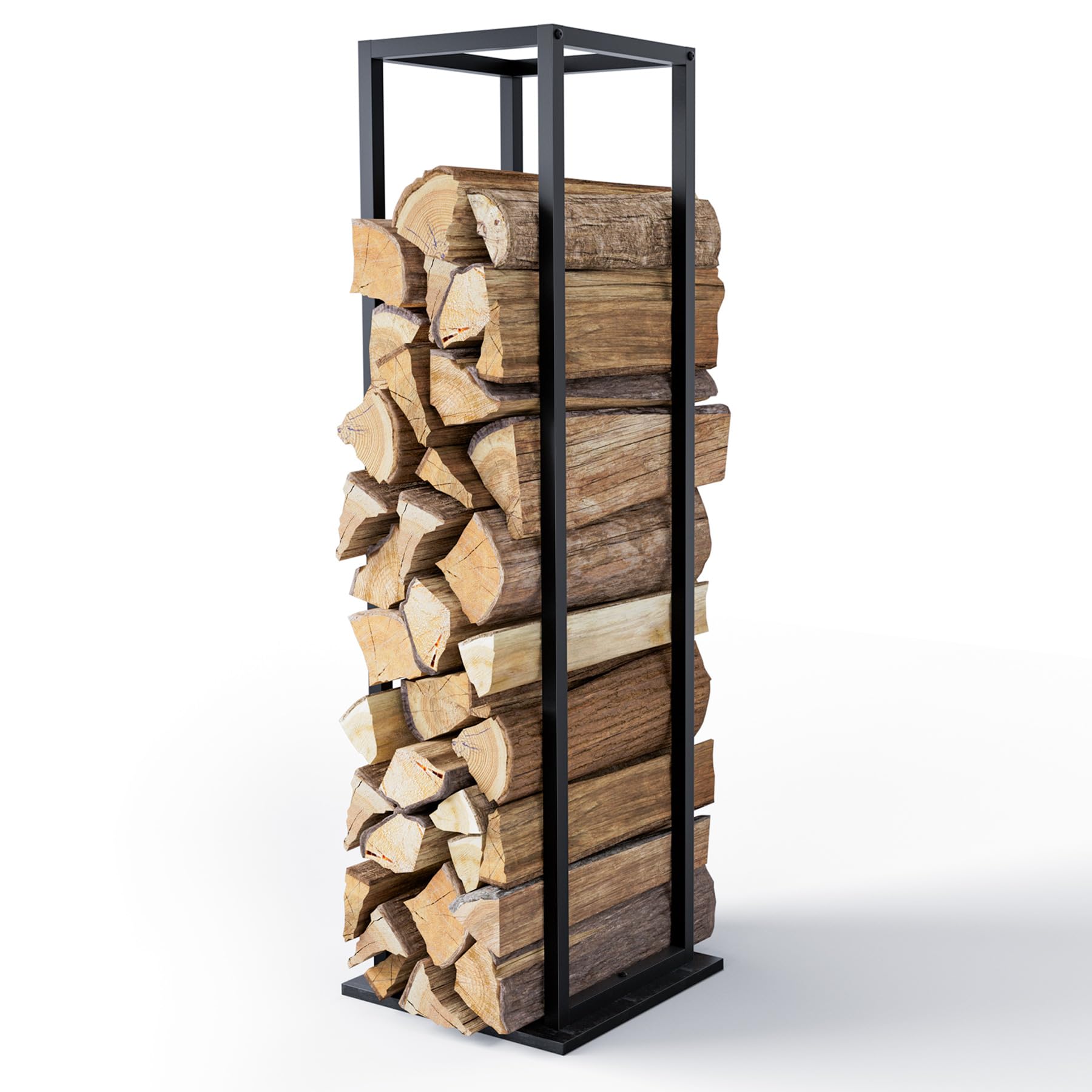 VOUNOT® Vertical Firewood Log Rack, Metal Log Store, Compact & Stable Firewood L