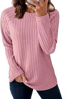Dokotoo Womens Tops Long Sleeve Lightweight Shirts 2026 Spring Fashion Clothing Trendy Tops Crewneck Knit Basic Tee