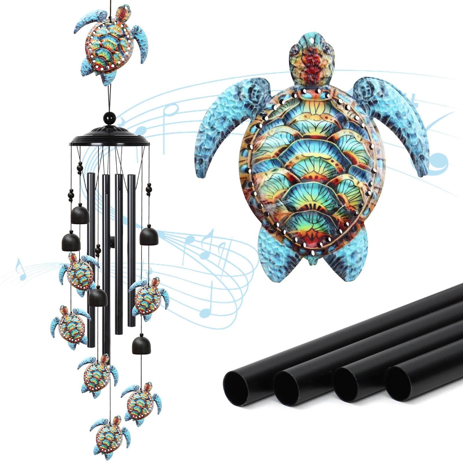 Sea Turtle Wind Chimes Outdoor Decorative Turtles Design Gifts for Women | UXORS