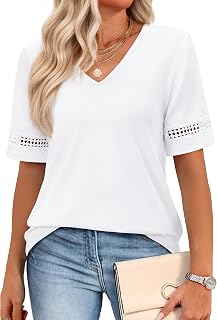 siliteelon Womens V Neck Tops Basic Short Sleeve T Shirts Tee