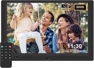 KECAG 10.1-Inch 1080P IPS Digital Picture Frame, No WiFi or App Required | Plug-and-Play Setup, Photo, Video and Music Playback, 32GB USB Drive Included, SD Card Support, Motion Sensor, Remote Control