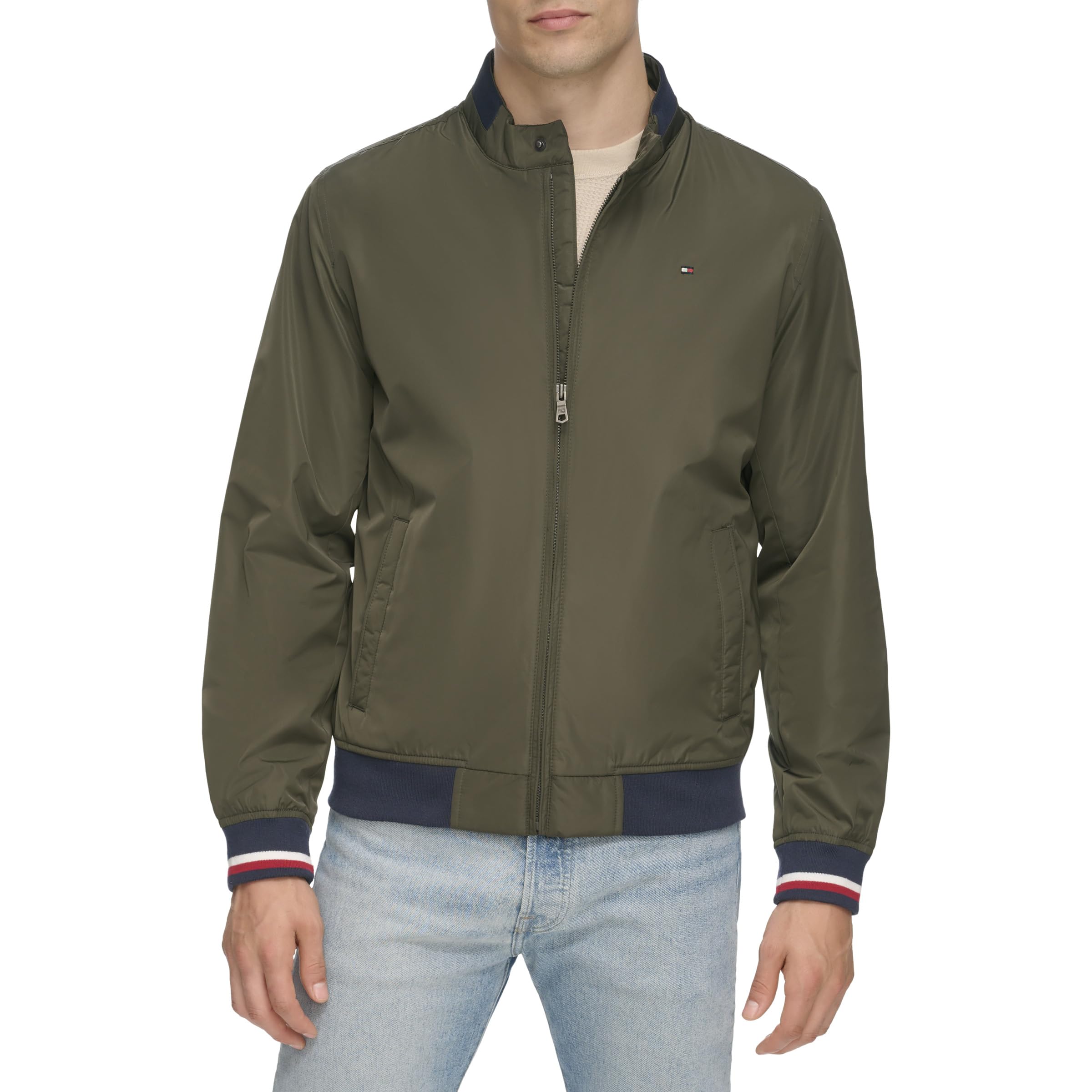 Tommy Hilfiger Men's Lightweight Varsity Rib Knit Bomber Jacket