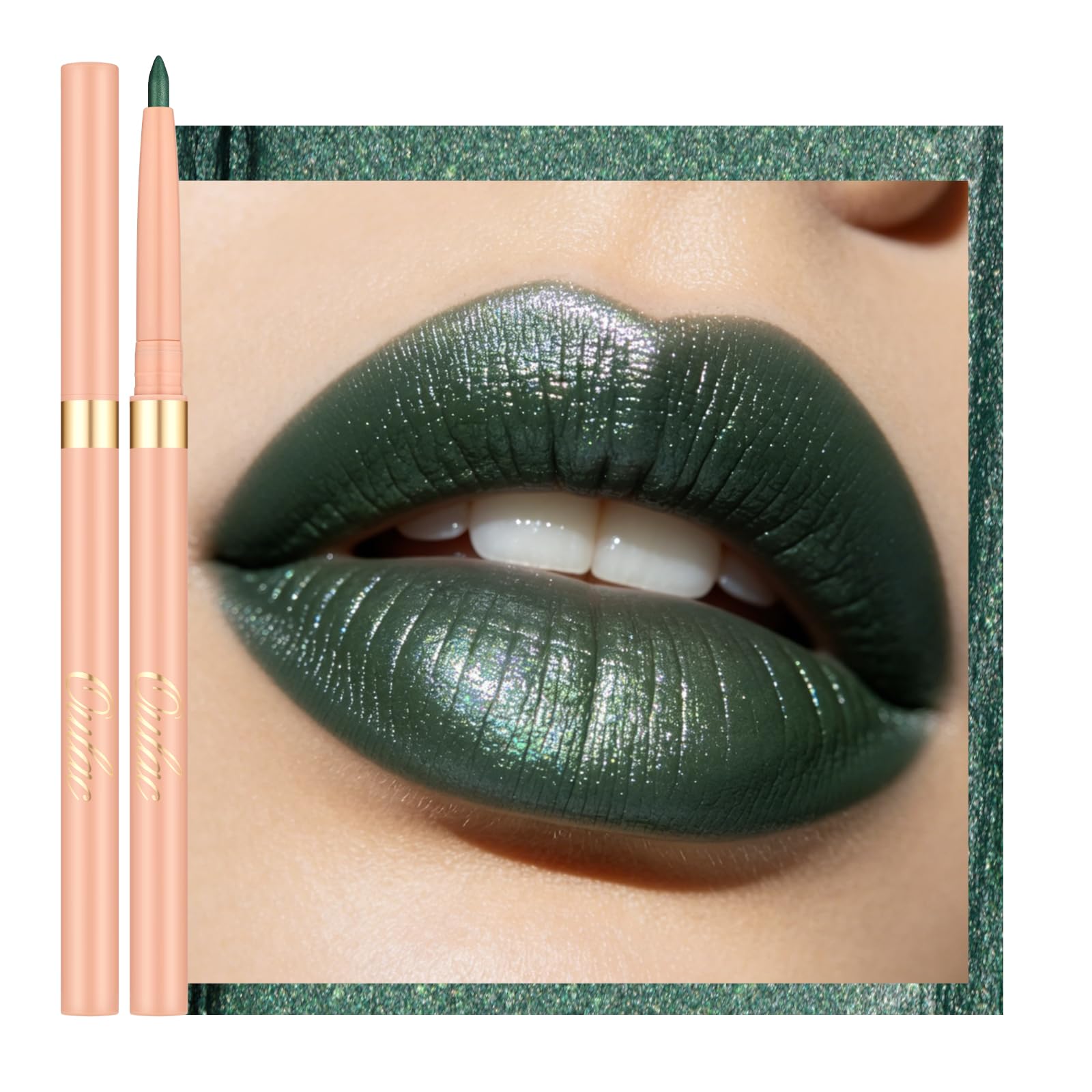 Oulac Matte Green Lip Pencil, Waterproof Lip Liner Pencil with 24H+ Durability, 
