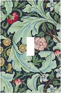 Decorative Art Light Switch Covers William Morris Green Florals Single Toggle Outlet Decorative Switch plate Faceplate GFCI Light Switch Covers for Home Decor