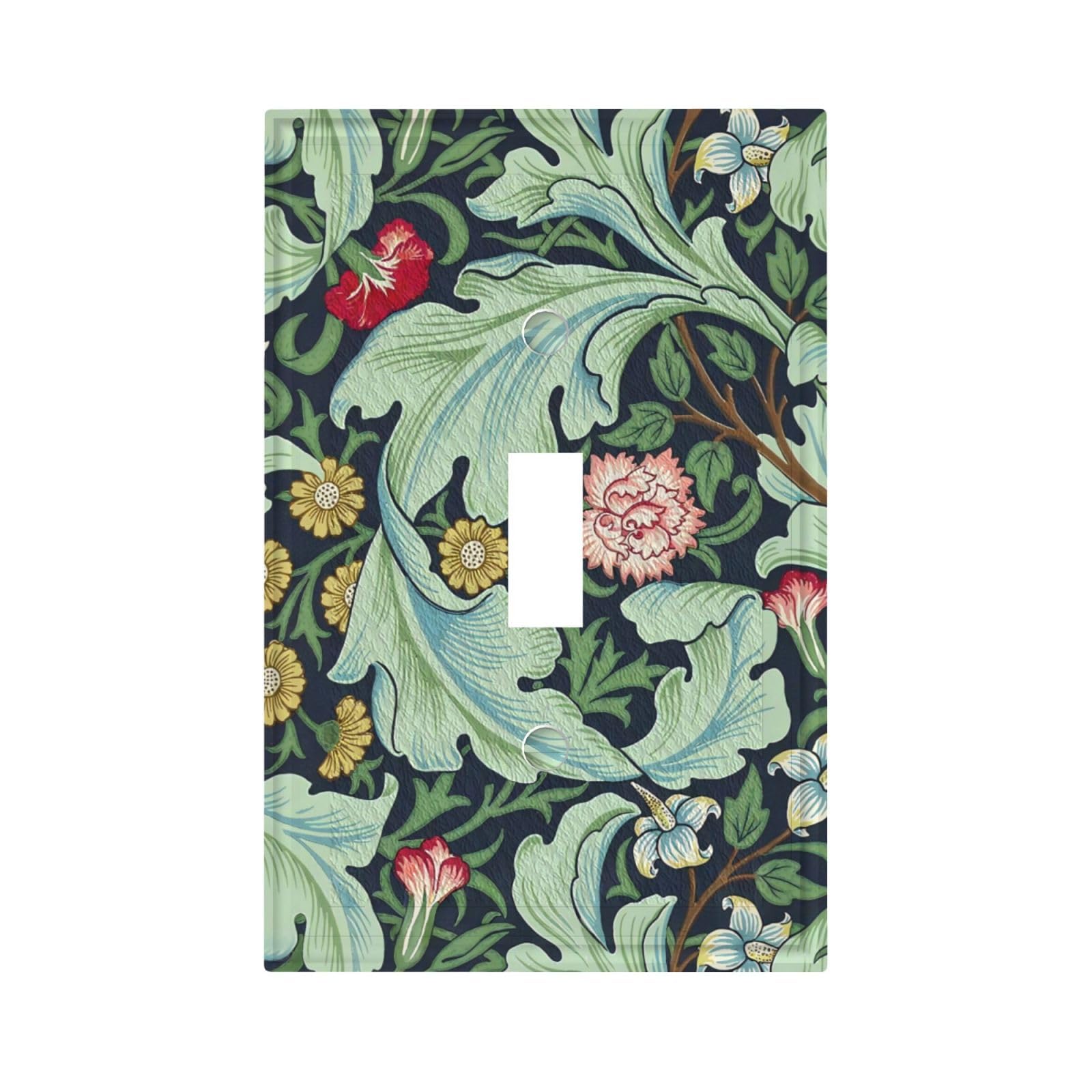 Decorative Art Light Switch Covers William Morris Green Florals Single Toggle Ou