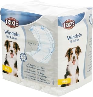 TRIXIE Male Dog Diapers Size M - L - Absorbent Protection for Incontinence & Marking - 12 Pieces with Adhesive Closure & Elastic - Waist Circumference 46-60 cm