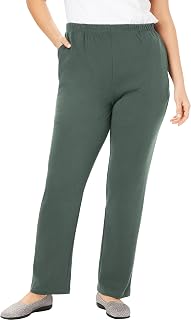 Woman Within 7-Day Straight-Leg Elastic-Waist Stretchy Knit Pant
