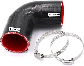 TuoLauthon 90 Degree ID 2-1/2 inch(63mm) Elbow Coupler Hose,4-Ply Reinforced,Length 4 in(102mm) with 2PCS Clamps for Turbo/Intercooler/Intake Piping