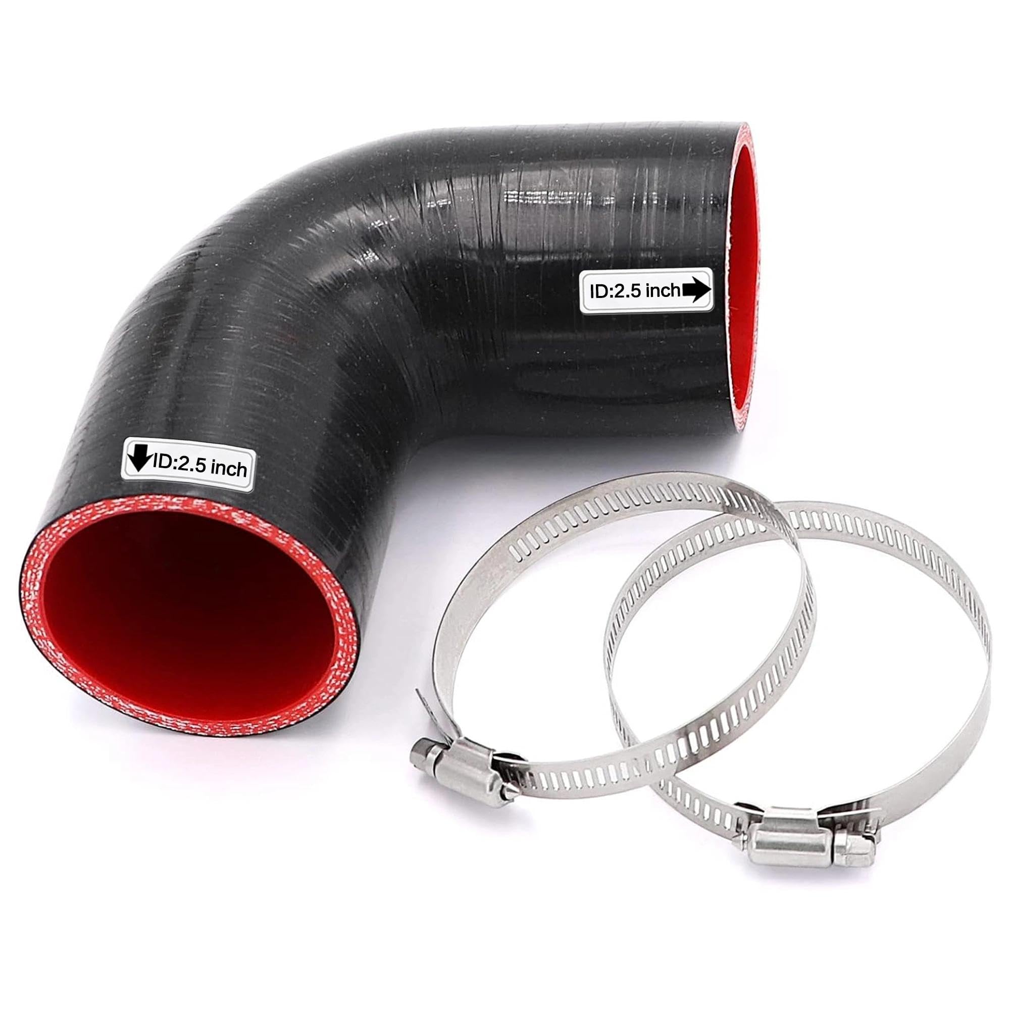 TuoLauthon 90 Degree ID 2-1/2 inch(63mm) Elbow Coupler Hose,4-Ply Reinforced,Len