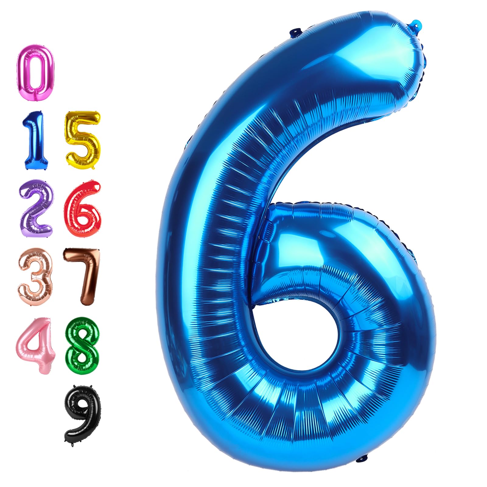 Number Balloons 6 Balloon Number Blue 40 inch for 6th Birthday Decorations | Sat