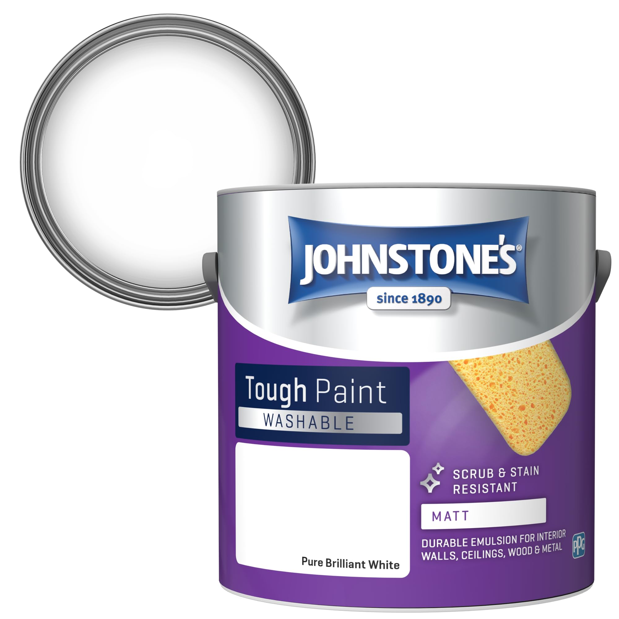 Johnstone's - Washable Matt Wall & Ceiling Paint - Brilliant White - 2.5L | Matt