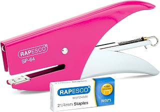 Rapesco 1382 SP-64 Stapler and 1000 Staples Type 21/4 mm, Fuchsia | Capacity 12 Sheets