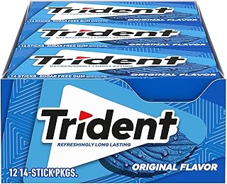 Trident Original Sugar Free Gum, 12 Packs of 14 Pieces (168 Total Pieces) | Chewing Gum with Xylitol, Perfect for Long Lasting Fresh Breath at School, Work & Travel