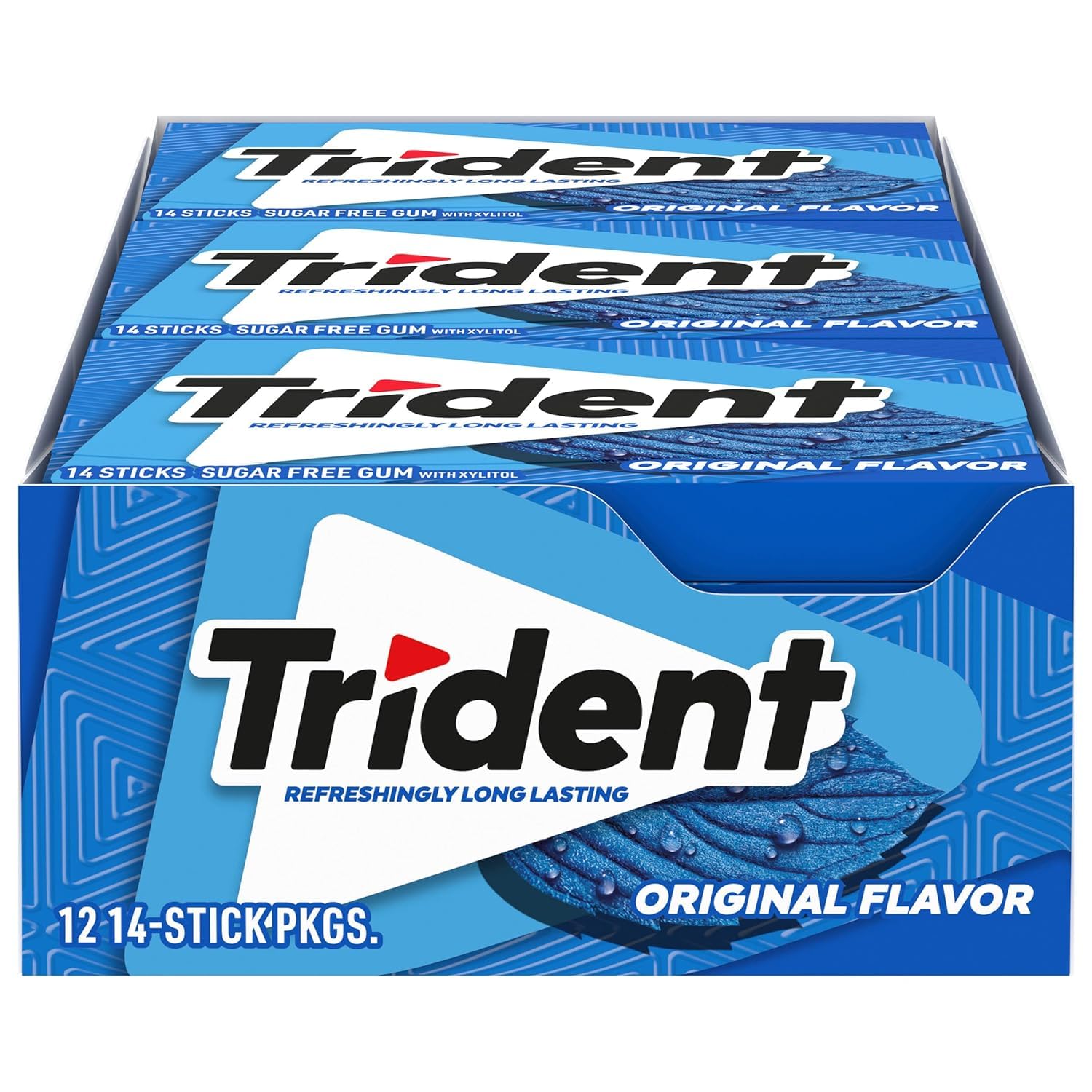 Trident Original Sugar Free Gum, 12 Packs of 14 Pieces (168 Total Pieces) | Chew