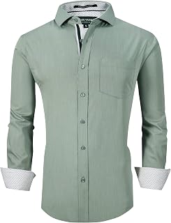 ALEX VANDO Mens Dress Shirts Wrinkle Free Regular Fit Stretch Rayon Button Down Shirt