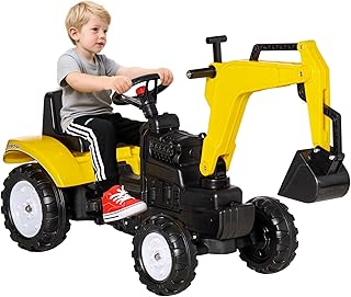 Aosom Kids Ride On Excavator Pedal Digger for Kids & Toddlers 3+ Yellow | Construction Truck, Horn